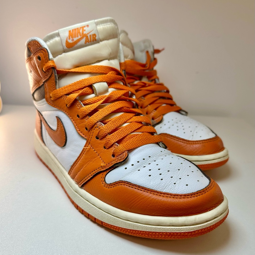 Authentic Nike Air Jordans High-Top Sneakers in Orange-White Unisex